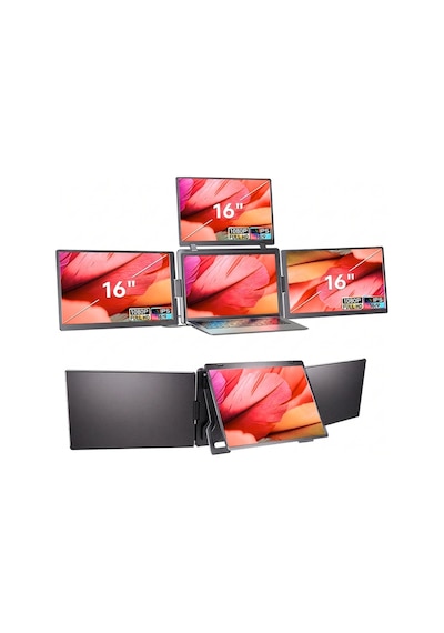 Ultrax 16" Üçlü Taşınabilir Monitör Çoklu Ekran 1200p Notebook Monitör