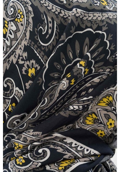 Silk Home Viskon Velora Eşarp Dört Mevsim Etro Desen Koyu Siyah 90x90 Çok Renkli