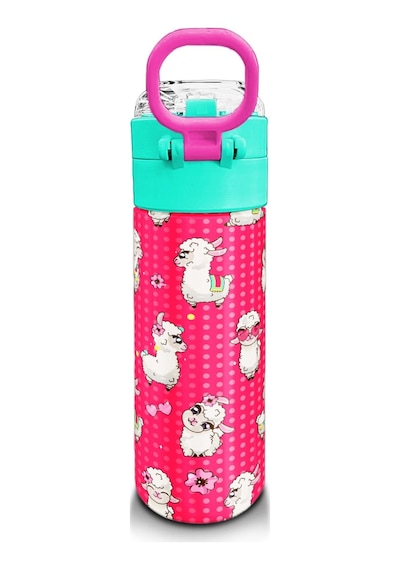 Coral High Kids Neon Mercan Suyeşili Alpaka Desenli Pipetli Ve Direkt İçim Çelik Termos 500 Ml 31914 Neon Mercan