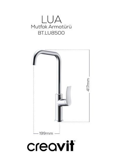 Creavit Lua Lavabo Banyo Eviye Bataryası 3'lü Set LU1500-LU2500-LU8500 Krom