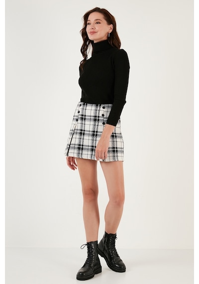 Lela Regular Fit Kışlık Tüvit Mini Bayan Şort Etek 611Et0020 Siyah Lela Regular Fit Kışlık Tüvit Mini Bayan Şort Etek 611Et0020 Siyah