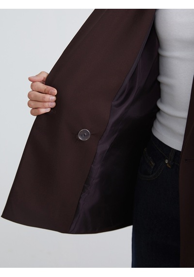 Lcw Everyday Bordo Kruvaze Yaka Kadın Blazer Ceket