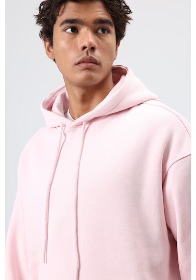 Vamos Basic Oversize Yıkamalı Hoodie Pembe