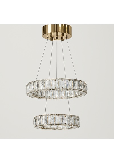 Alfa Gold Kristal Taşlı 3 Renk Işıklı Modern Salon Avize Gold