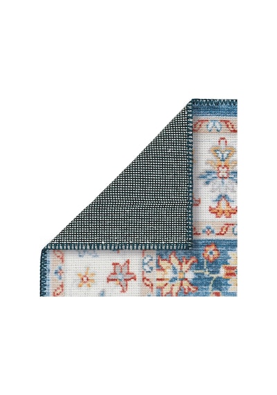 Cool Halı Happy Mavi Halı Vintage Klasik Çiçek Desenli Kaymaz Taban Eskitme Dekoratif Salon Halısı