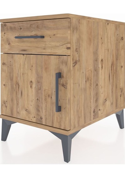 Kronos Komodin Tek Raflı Tek Çekmeceli Tek Kapaklı 44x59x64 Çam-çam Atlas Çam