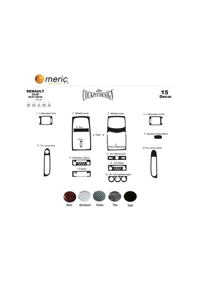 Meriç® Renault Clio 2 Ön Torpido Kaplama 15 Parça 2001-2005 (530157139)
