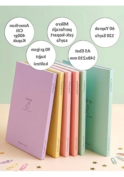 Kalın Karton Kapaklı A5 Defter Seti, 6'lı Paket