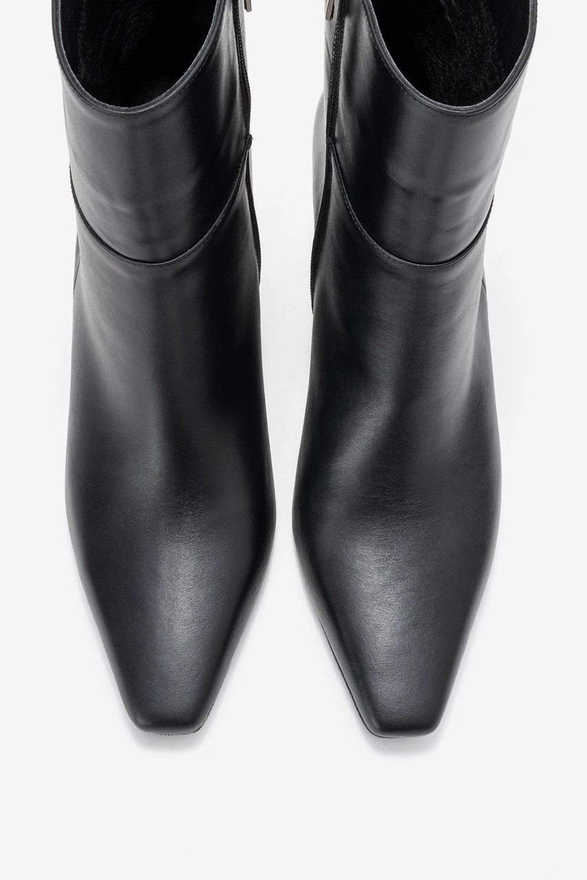 Luvishoes Luvi Shoes Elıas Siyah Cilt Hakiki Deri Kadın Blok Topuklu Bot Siyah-Cilt
