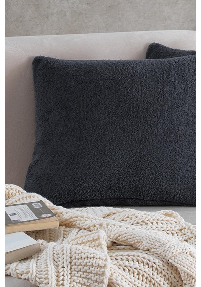 Maisonart Sofa 2 Adet Antrasit Renk Welsoft Kırlent Kılıfı Yastık Kılıfı 44x44 Cm