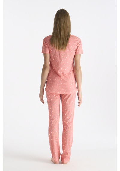 U.S. Polo Assn. U.s Polo Assn. 20233 Kadın Kısa Kollu Önden Düğmeli Pijama Takımı-somon