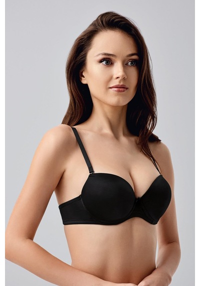 New Bra Kadın B Kap Desteksiz Basic Saten Görünümlü Sütyen Siyah 7025 Siyah