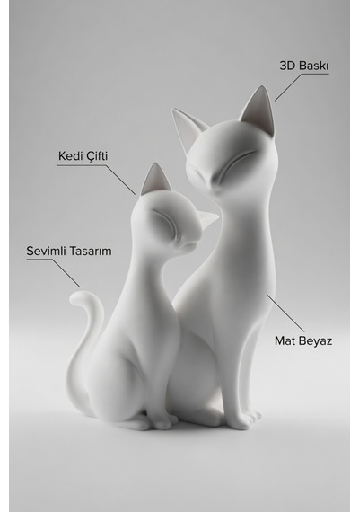 Dekoratif Kedi Biblo Minimal Kedi Heykelcik Modern Ev Ofis Masaüstü Aksesuar 19 Cm