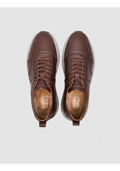 Hakiki Deri Bağıcıklı Kahverengi Erkek Sneaker Kahverengi