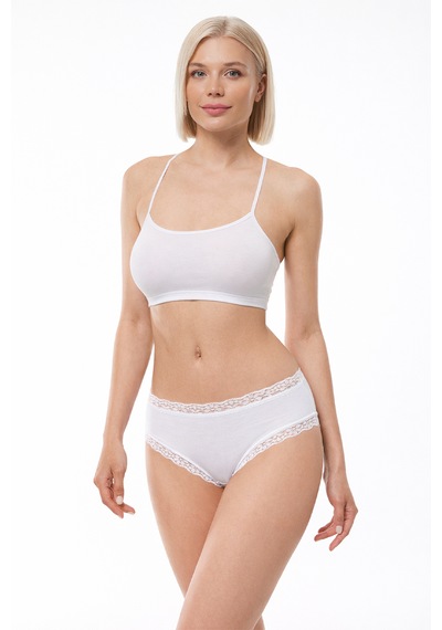 Malabadi Kadın 6'lı Paket Ultra Yumuşak Micro Modal Dantelli Slip Külot 6m700 Beyaz