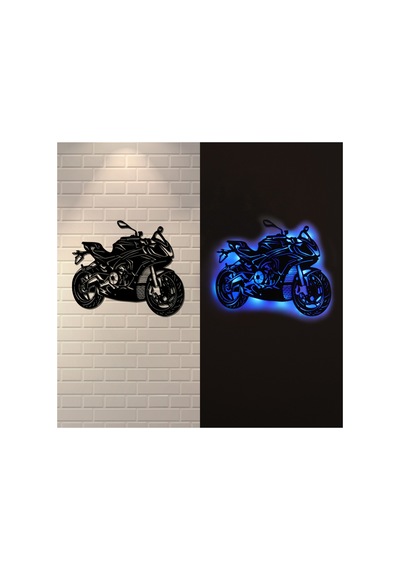 Led Işıklı Motor Dekoratif Tablo Duvar Dekorlu Gece Lambası Mavi - 743250974 Mavi
