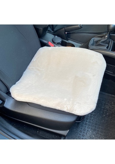 Yumuşak Tüylü Peluş Serme Oto Koltuk Koruyucu Minder Ön Tekli Bej Diğer