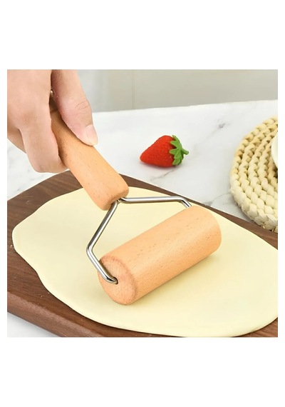 Ahşap Saplı Hamur Açıcı Mini Merdane, Bambu Pizza Hamur Açma Rulosu