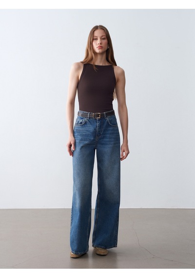 Dilvin 32892 Halter Yaka Top-koyu Kahve