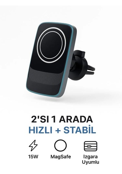 15w Magsafe Uyumlu Kablosuz Araç İçi Telefon Tutucu 3a Hızlı Şa