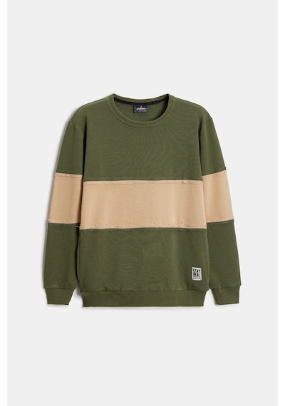 Shooter Sportwear Shooter Erkek Günlük Sweatshirt Bisiklet Yaka Regular Kalıp 3 İplik Haki
