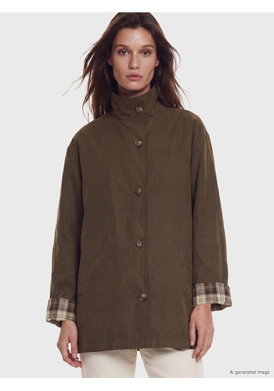 Lcw Modest Kahverengi Oversize Gabardin Kadın Trençkot