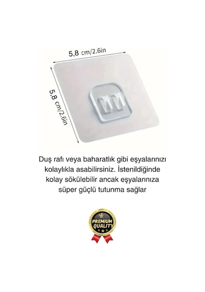 20 Adet Süper Güçlü Şeffaf İz Bırakmaz Suya Dayanıklı Banyo Duş Mutfak Tablo Raf Tutucu Askı Kanca Çok Renkli