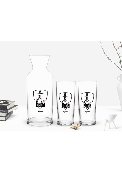 Kişiye Özel Renkli Baskılı Godfather Baba Tasarımlı İkili Rakı Bardağı Ve Karaf Hediye Seti-15