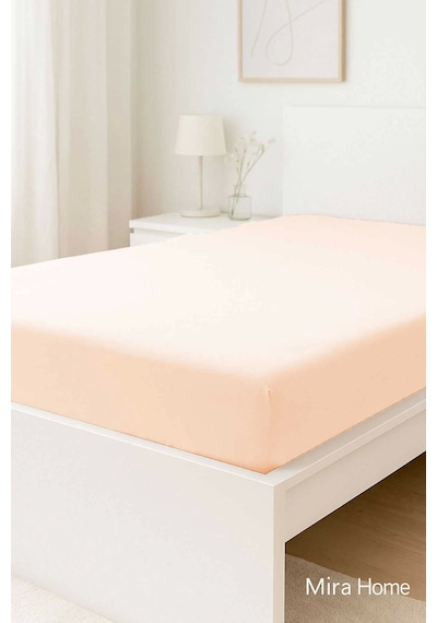 Tek Kişilik Düz Penye %100 Pamuklu Lastikli Çarşaf 100x200 Cm Newsheet Somon Çok Renkli