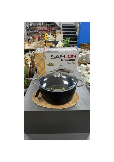 Safinox 34 Cm Derin Titanyum Tencere Siyah - 680929950 Siyah