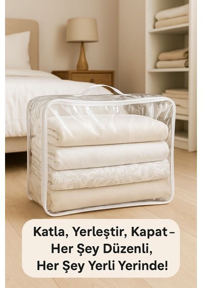 Pratik Saklama Hurcu 40x48x15cm - Katlanabilir, Fermuarlı, Yatak Altı & Dolap İçi Hurç Diğer