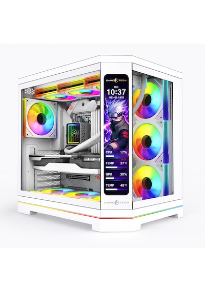 Gametech Vision V2 7x Argb Fanlı Lcd Ekranlı Oyuncu Bilgisayar Kasası Beyaz