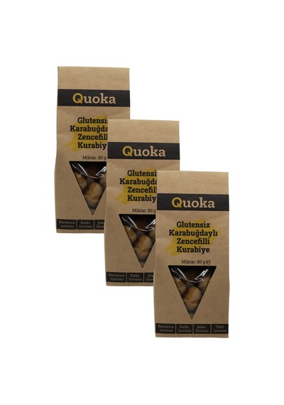 Quoka Glutensiz Rafine Şekersiz Zencefilli Kurabiye 3 x 80 G