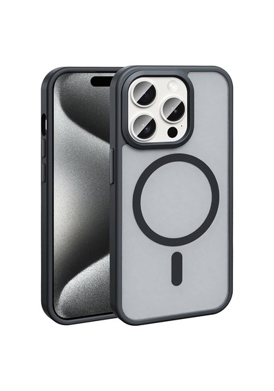 Apple, Uyumlu iPhone 15 Pro Max Kılıf M-safe Şarj Özellikli Mat Arka Yüzey Zore Sio Kapak Lacivert