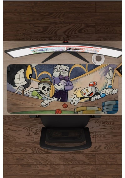 Cuphead Kaymaz Dikişli Kauçuk Oyuncu Mousepad V3 - 90x40 Xxl Gaming Mouse Pad Fare Altlığı