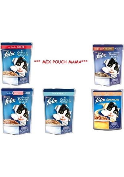 Felix Pouch Kedi Maması Karışık 5 Adet