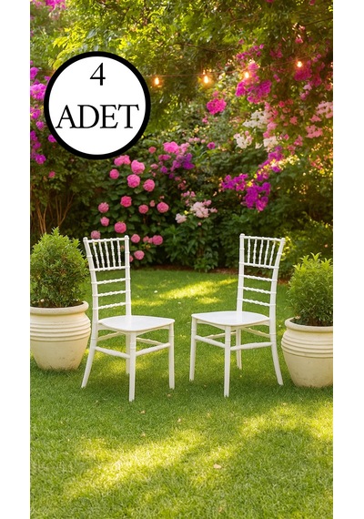 4 Adet Soho Beyaz Sandalye / Balkon-bahçe-mutfak Beyaz