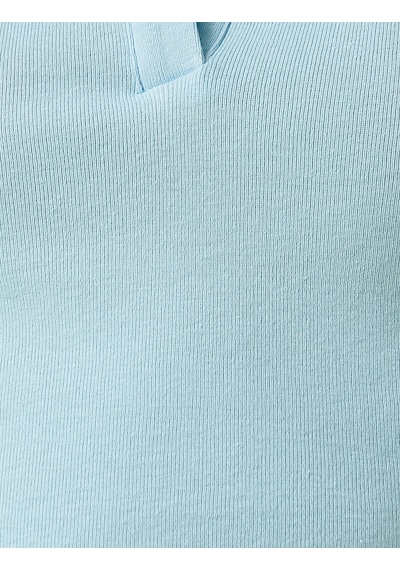 Koton Polo Yaka Kolsuz Pamuklu Crop Atlet Mavi 2sal30082ık
