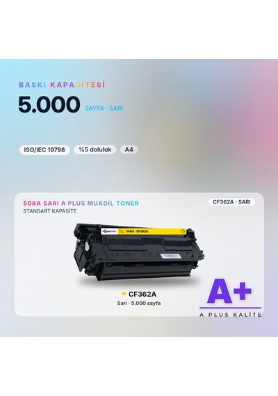 Hp 508a Cf362a Sarı Uyumlu Toner A Plus / Color Laserjet Enterprise M552 / M553 / Mfp M577