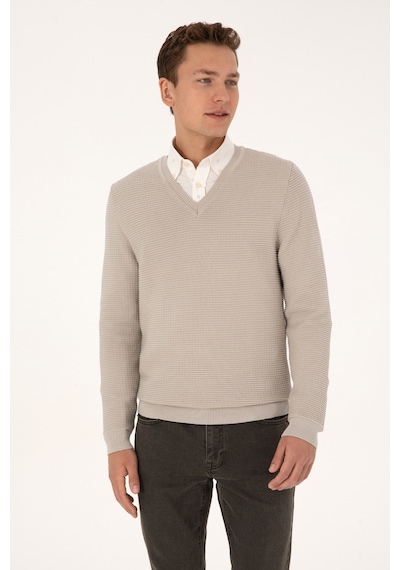 U.S. Polo Assn. Erkek Regular Fit V Yaka Taş Kazak 50315028-VR049