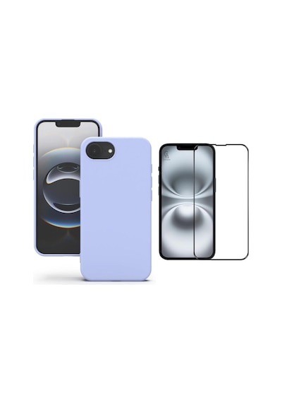 Apple iPhone 17e Uyumlu Içi Kadife Lansman Kılıf Ve 5d Tam Kaplayan Cam Ekran Koruyucu Lila