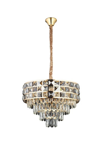 Orrel 6'lı Gold Kristal Taşlı Modern Oturma Odası Salon Sarkıt Avize Sarı
