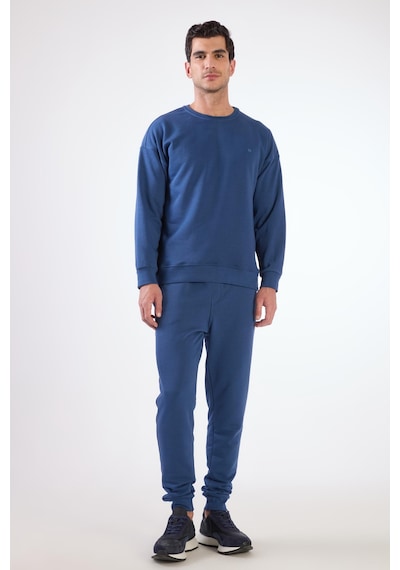 Dufy Açık Lacivert Bisiklet Yaka Regular Fit Erkek Sweatshirt Lacivert