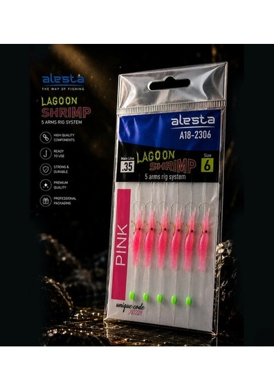 Alesta Lagoon Shrımp Rıg X0288 5 Köstek 0.35mm No:6 İğne Renk:pınk