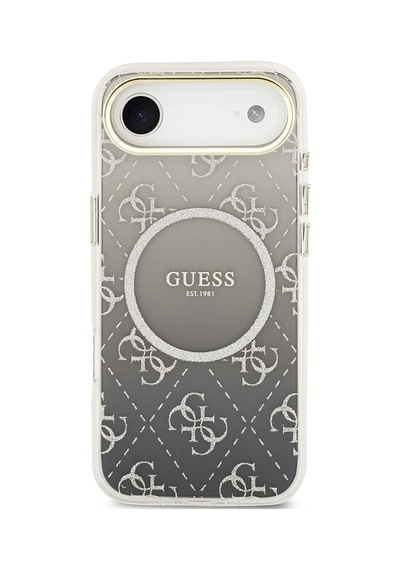 Apple Uyumlu iPhone 17 Air Kılıf Guess Lisanslı M-safe Şarj Özellikli 4g Desenli Simli Silikon Kapak Gri Gri
