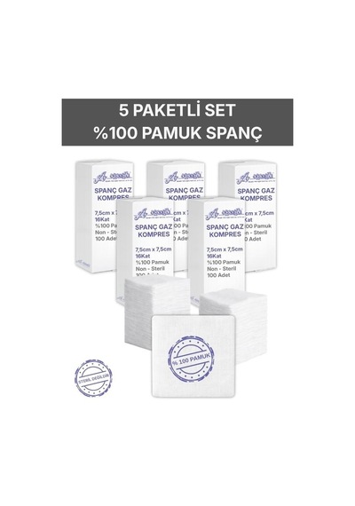 Ağaoğlu Spanç Gazlı Bez 7,5x7,5cm 16 Katlı 500 Adet