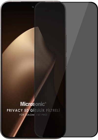 Microsonic Xiaomi 15t Pro Privacy 5d Gizlilik Filtreli Cam Ekran Koruyucu Siyah