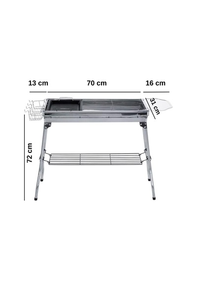 Madfox Grillmate Portatif Katlanır Bbq Mangal Silver Çok Renkli