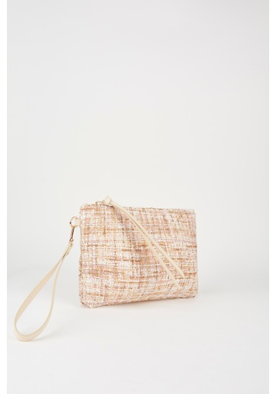 Vivaq Kadın Bellis Tweed Krem-pudra Astarlı Bilek Askılı Portföy El Ve Clutch Çanta Krem Pudra