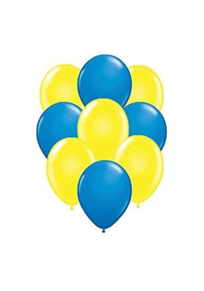 25 Adt Metalik Koyu Mavi Lacivert-Civciv Sarı Balon Helyumla Uçan